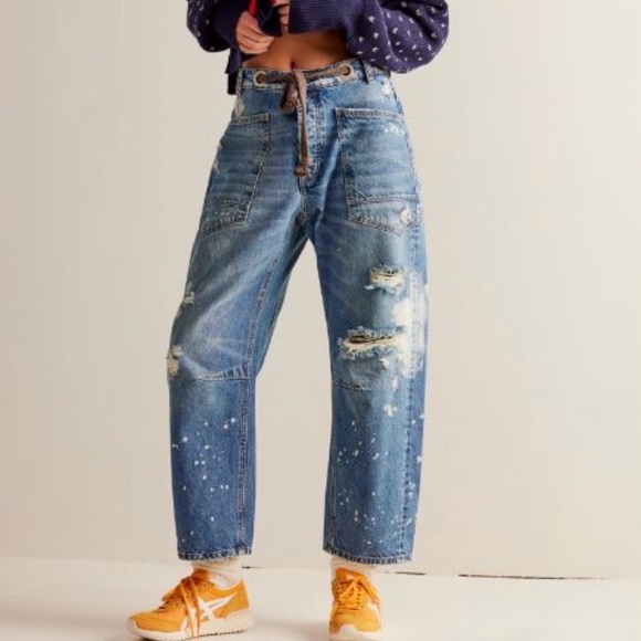 Free People Moxie Barrel Jean -Calypso sz26 - Picture 2 of 7